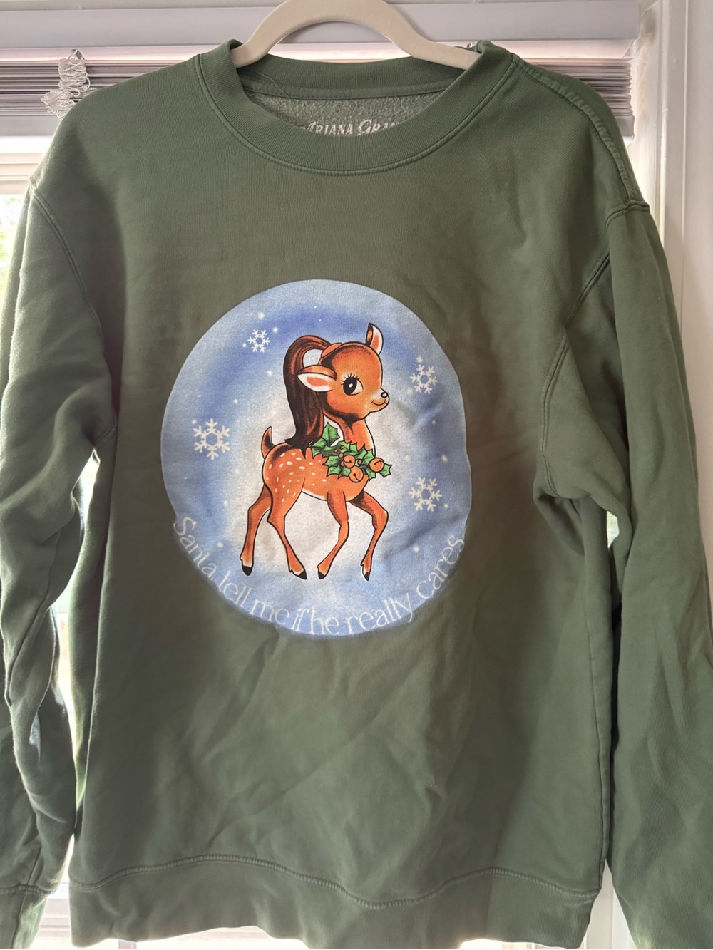 Ariana Grande Olive Green Deer Graphic Hoodie
